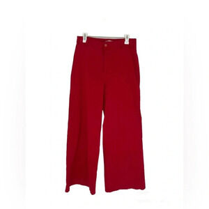 Jimmy Key Womens Casual Cotton Lyocell Wide Leg Pants Trouser Size XL Red